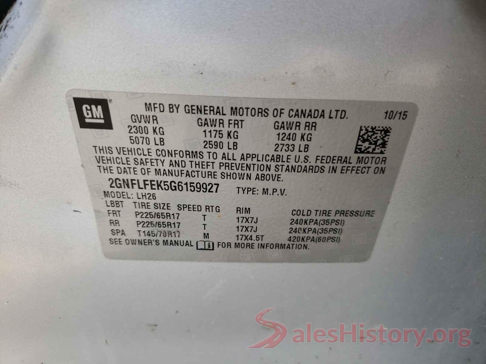 2GNFLFEK5G6159927 2016 CHEVROLET EQUINOX