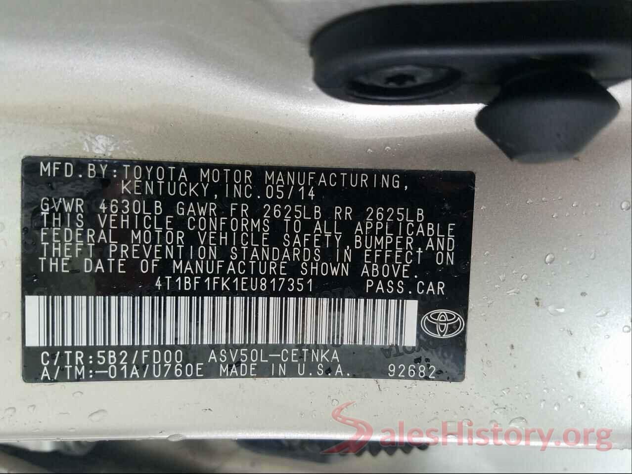 4T1BF1FK1EU817351 2014 TOYOTA CAMRY