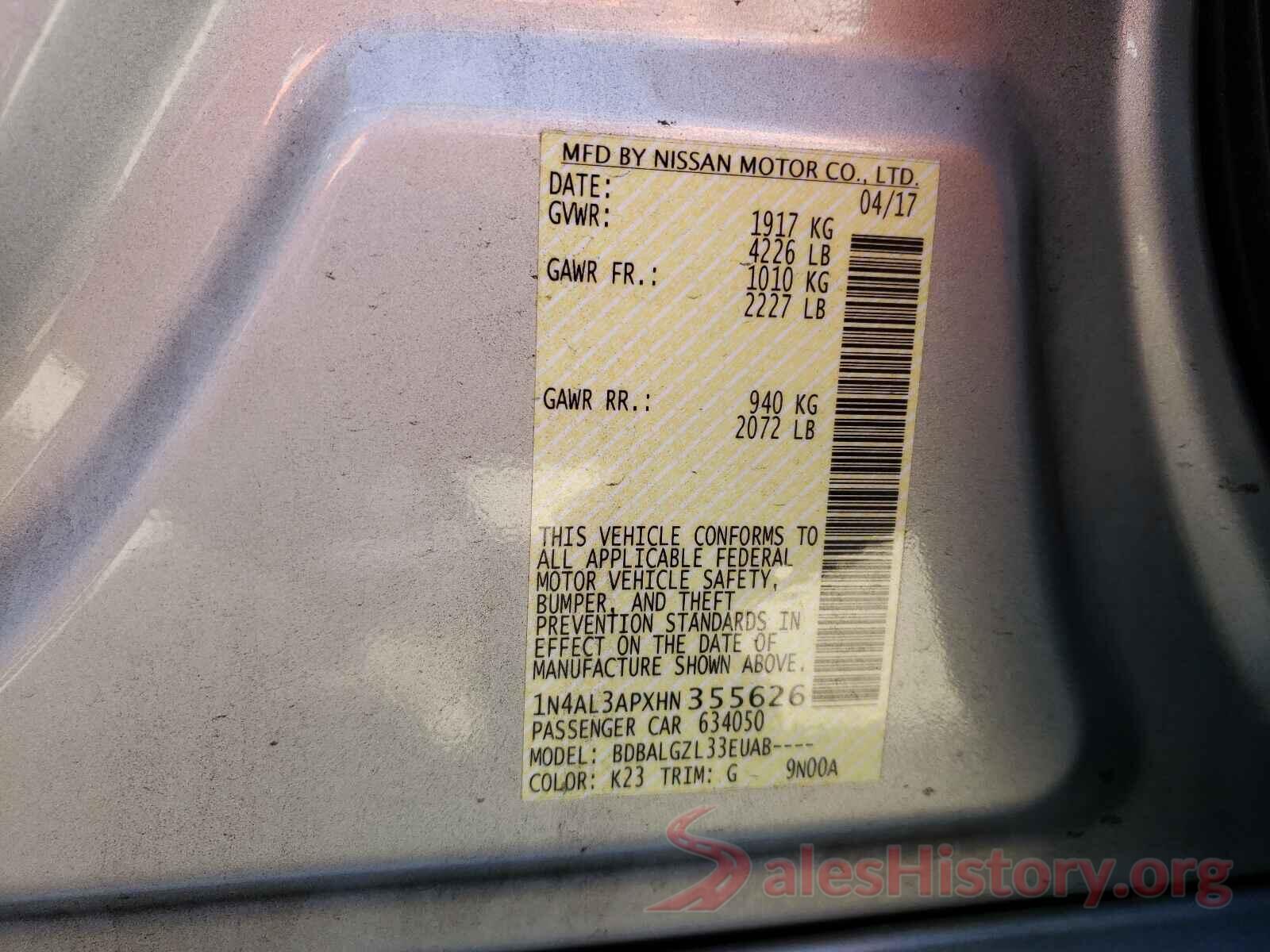 1N4AL3APXHN355626 2017 NISSAN ALTIMA