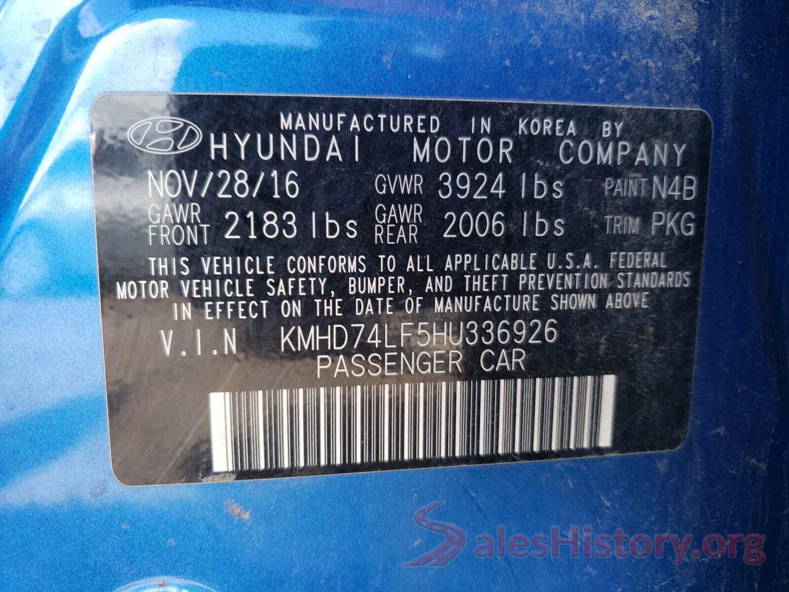 KMHD74LF5HU336926 2017 HYUNDAI ELANTRA