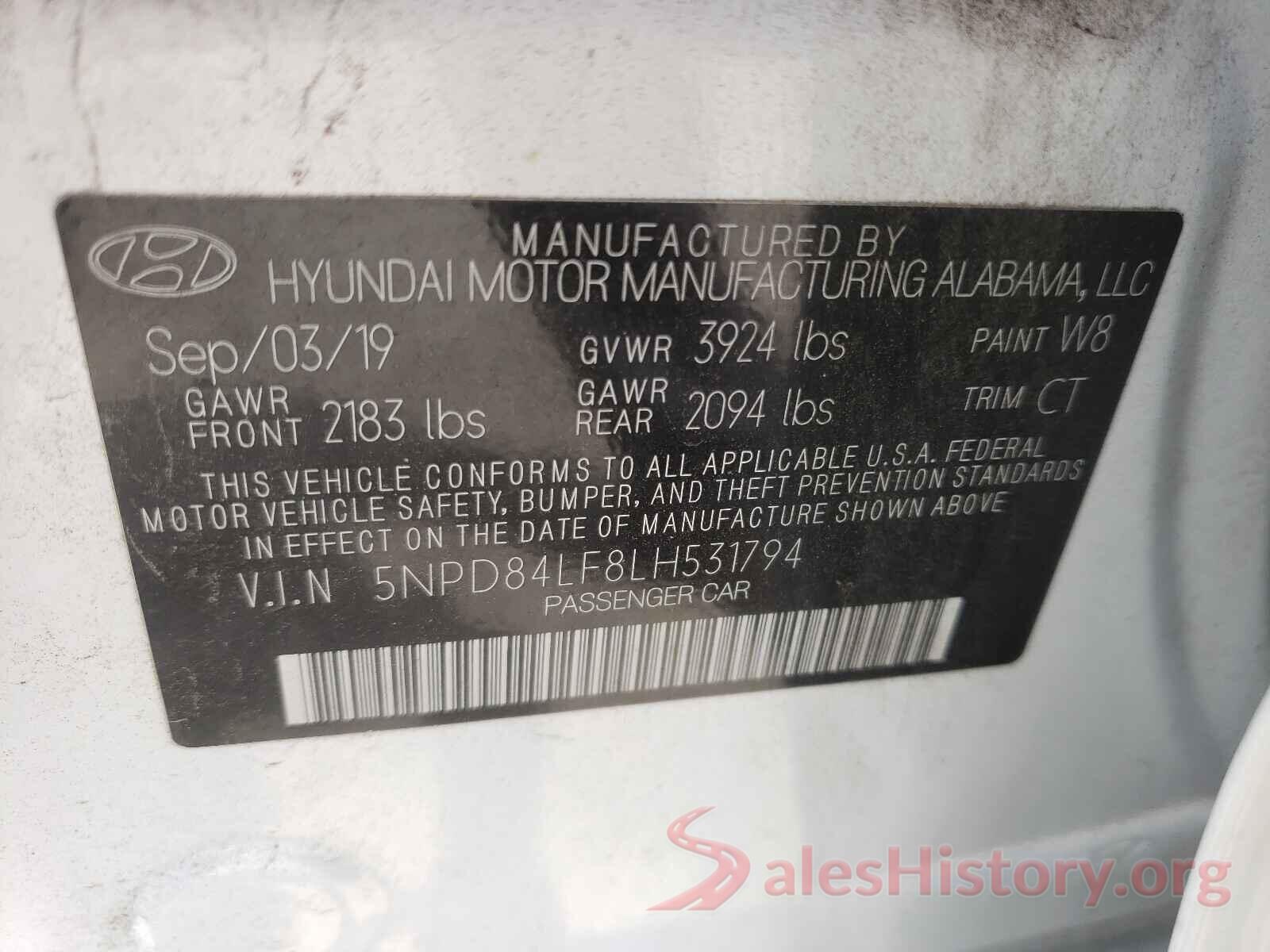 5NPD84LF8LH531794 2020 HYUNDAI ELANTRA