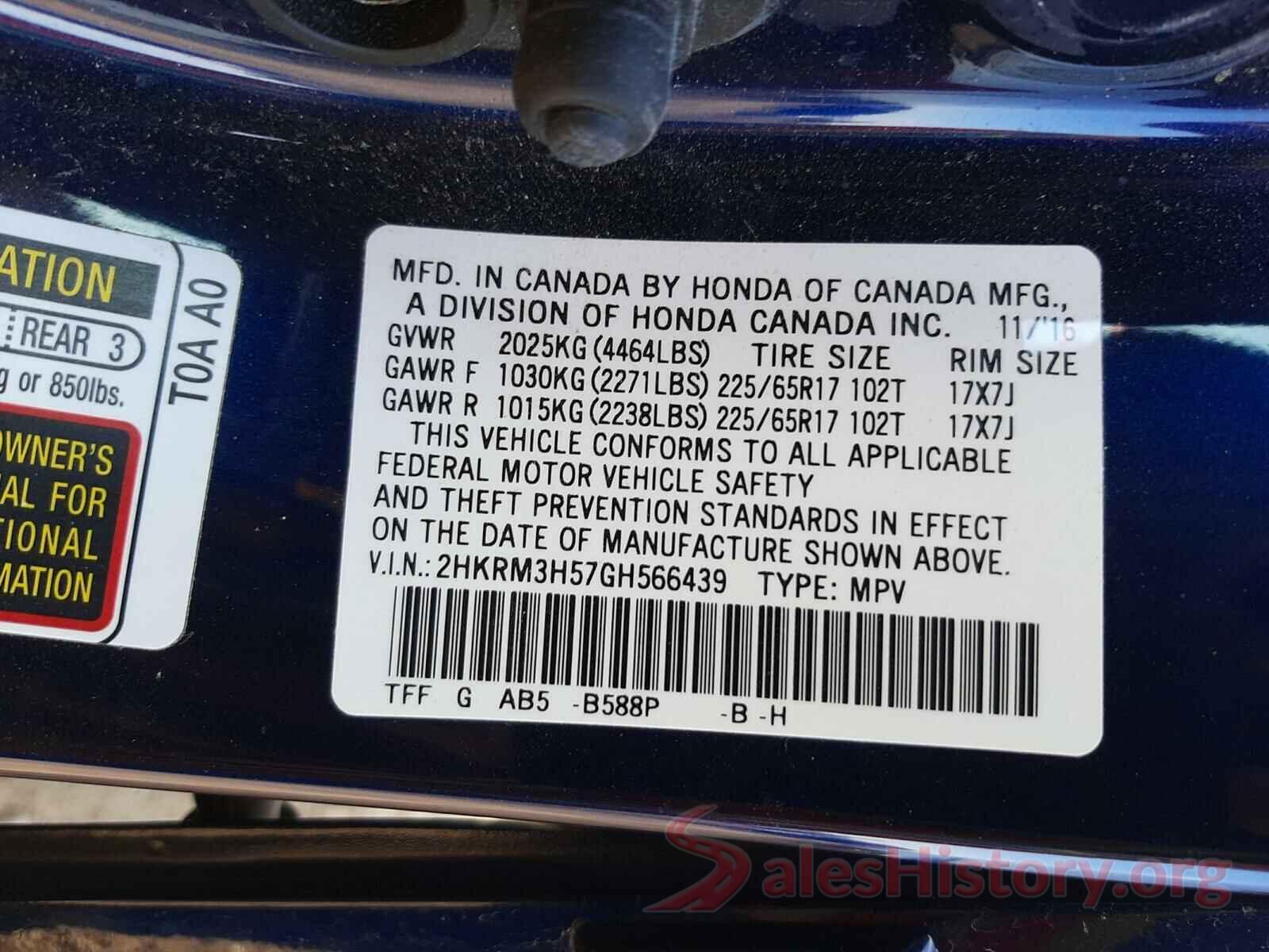 2HKRM3H57GH566439 2016 HONDA CRV