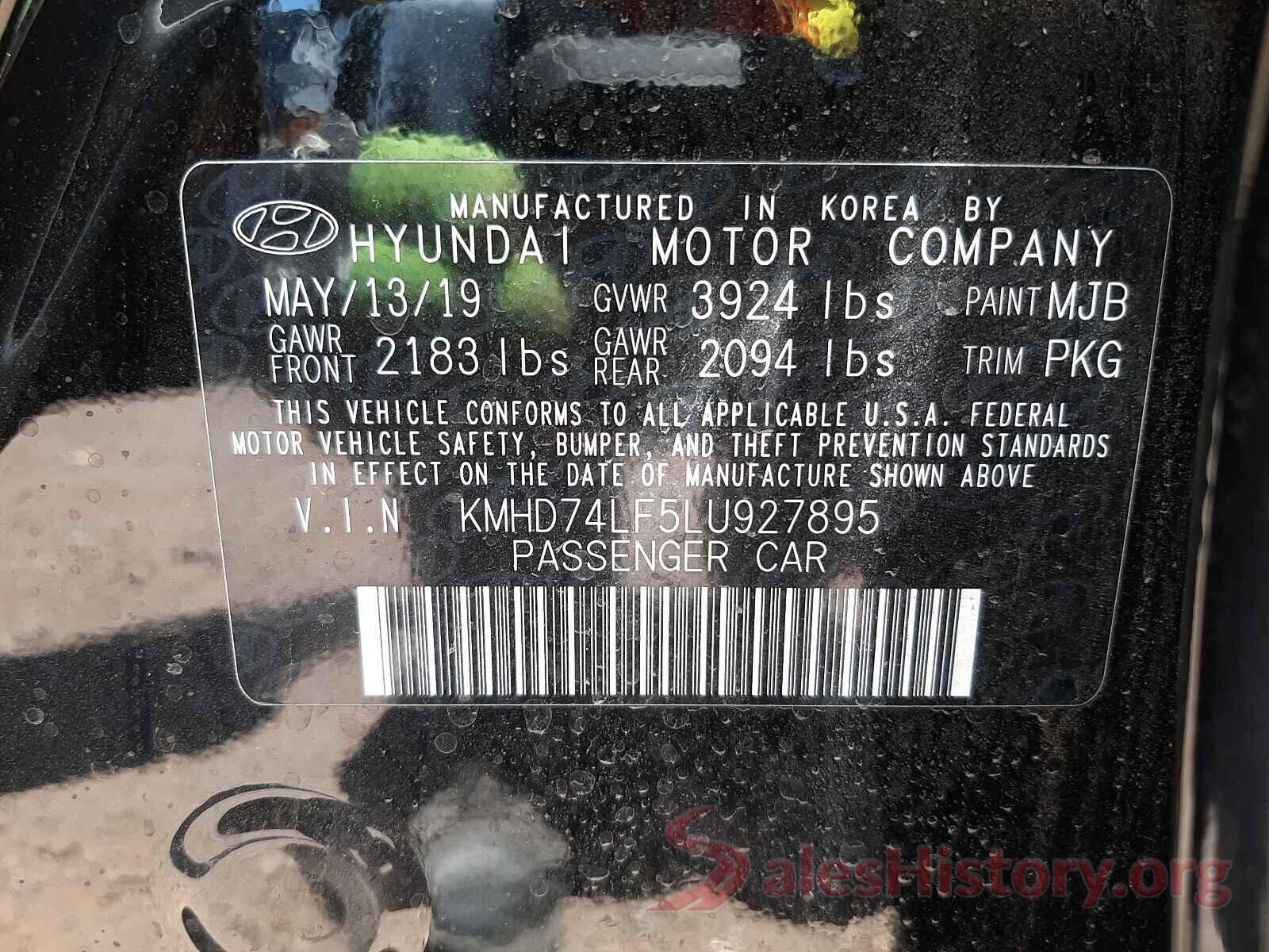 KMHD74LF5LU927895 2020 HYUNDAI ELANTRA