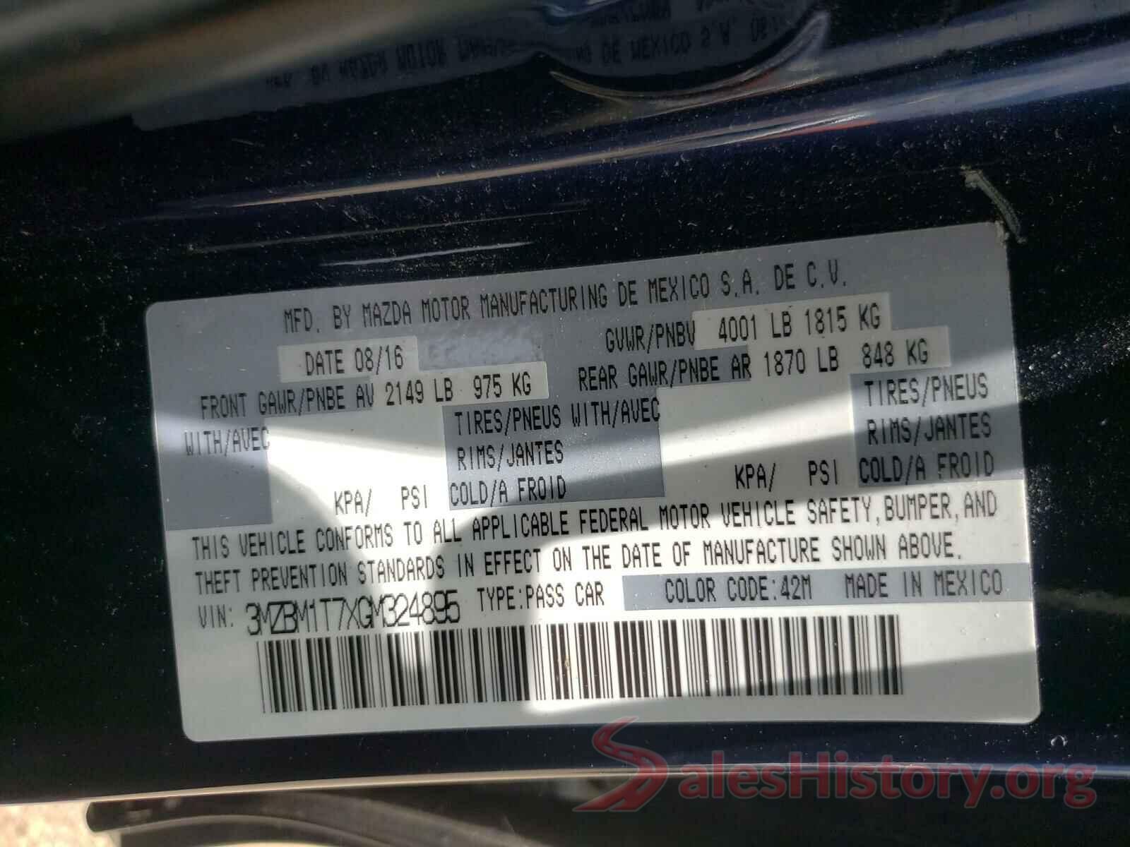 3MZBM1T7XGM324895 2016 MAZDA 3