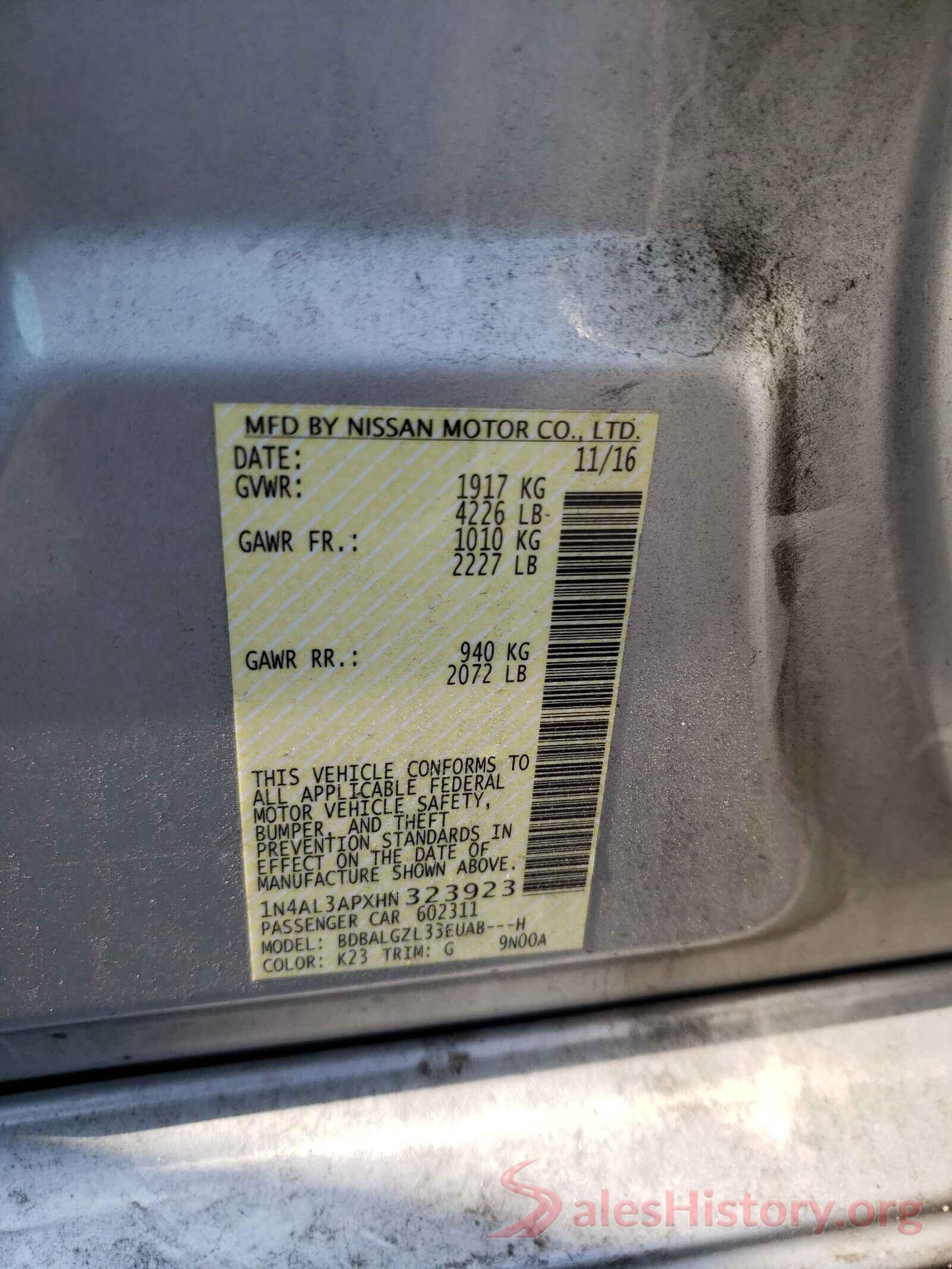 1N4AL3APXHN323923 2017 NISSAN ALTIMA