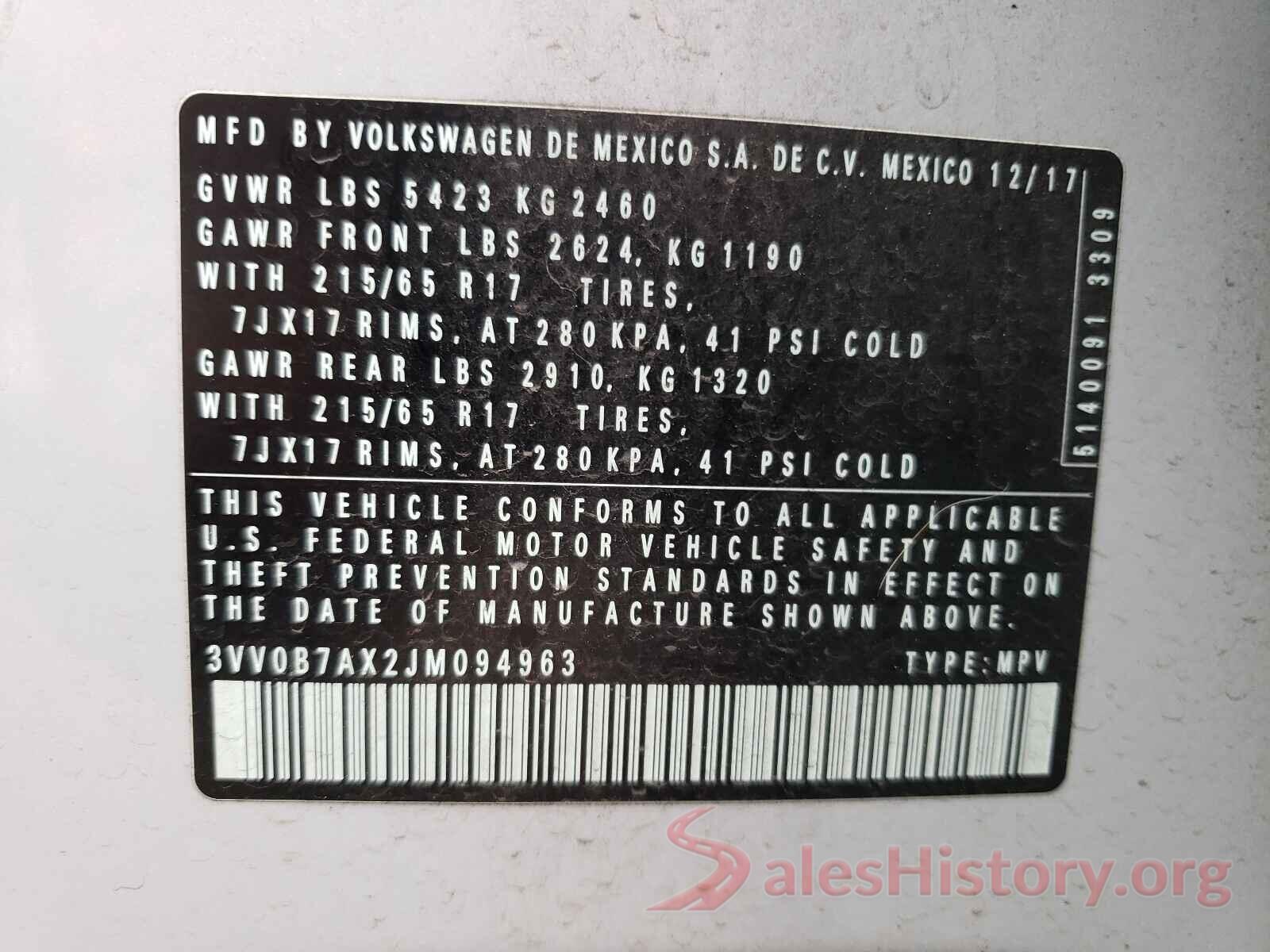 3VV0B7AX2JM094963 2018 VOLKSWAGEN TIGUAN