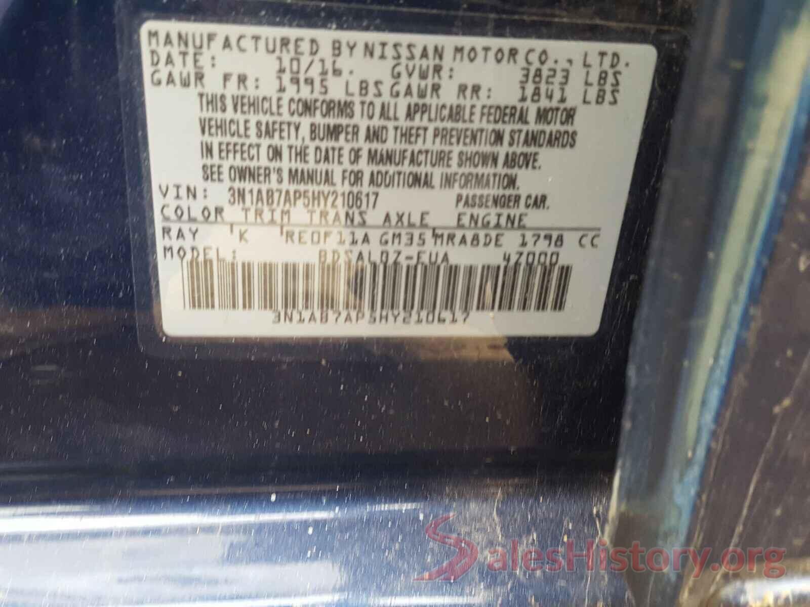 3N1AB7AP5HY210617 2017 NISSAN SENTRA