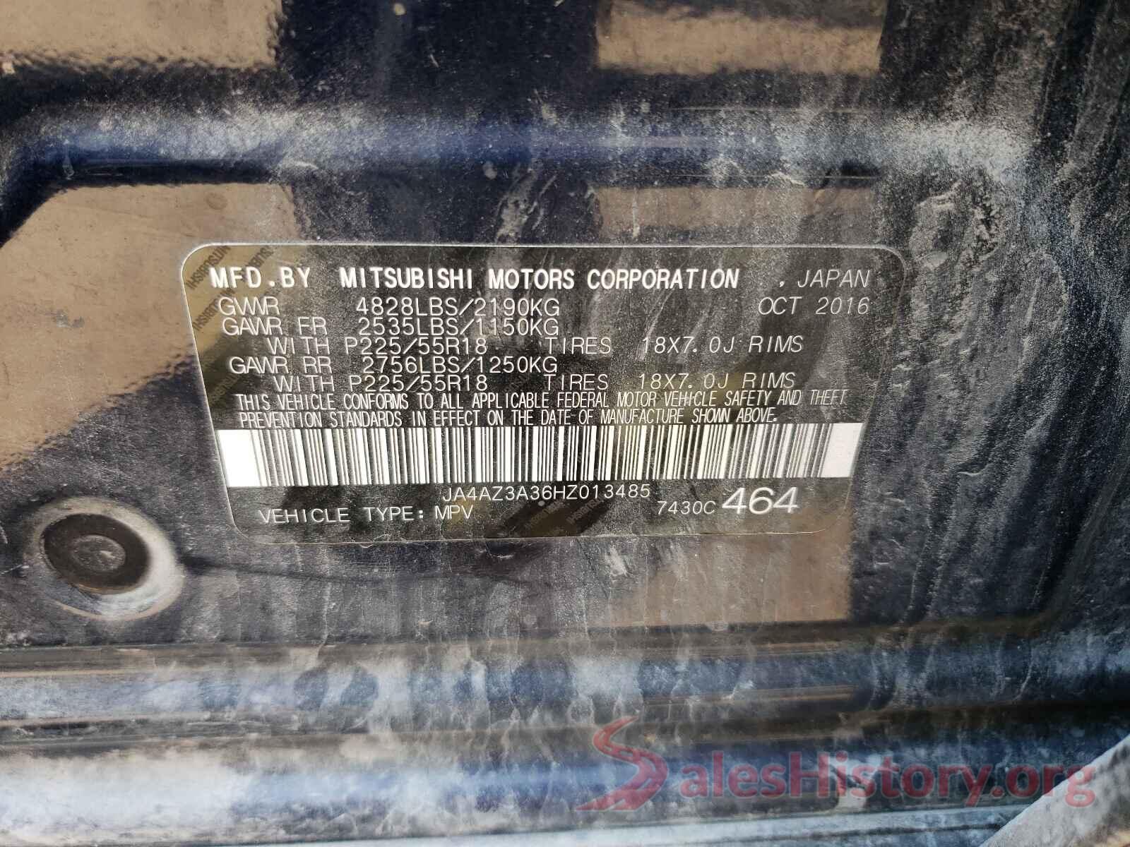 JA4AZ3A36HZ013485 2017 MITSUBISHI OUTLANDER