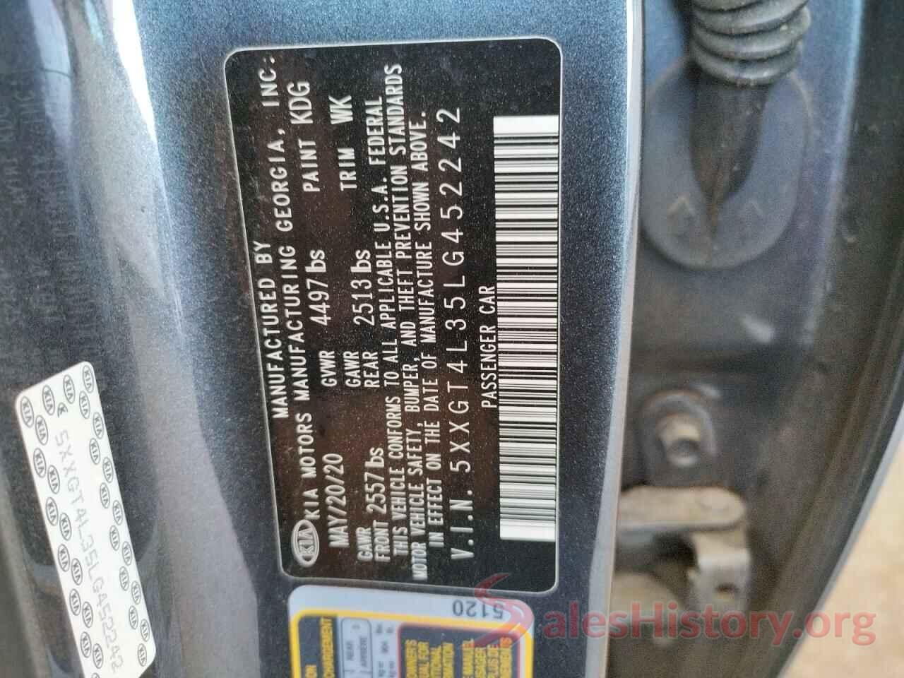 5XXGT4L35LG452242 2020 KIA OPTIMA