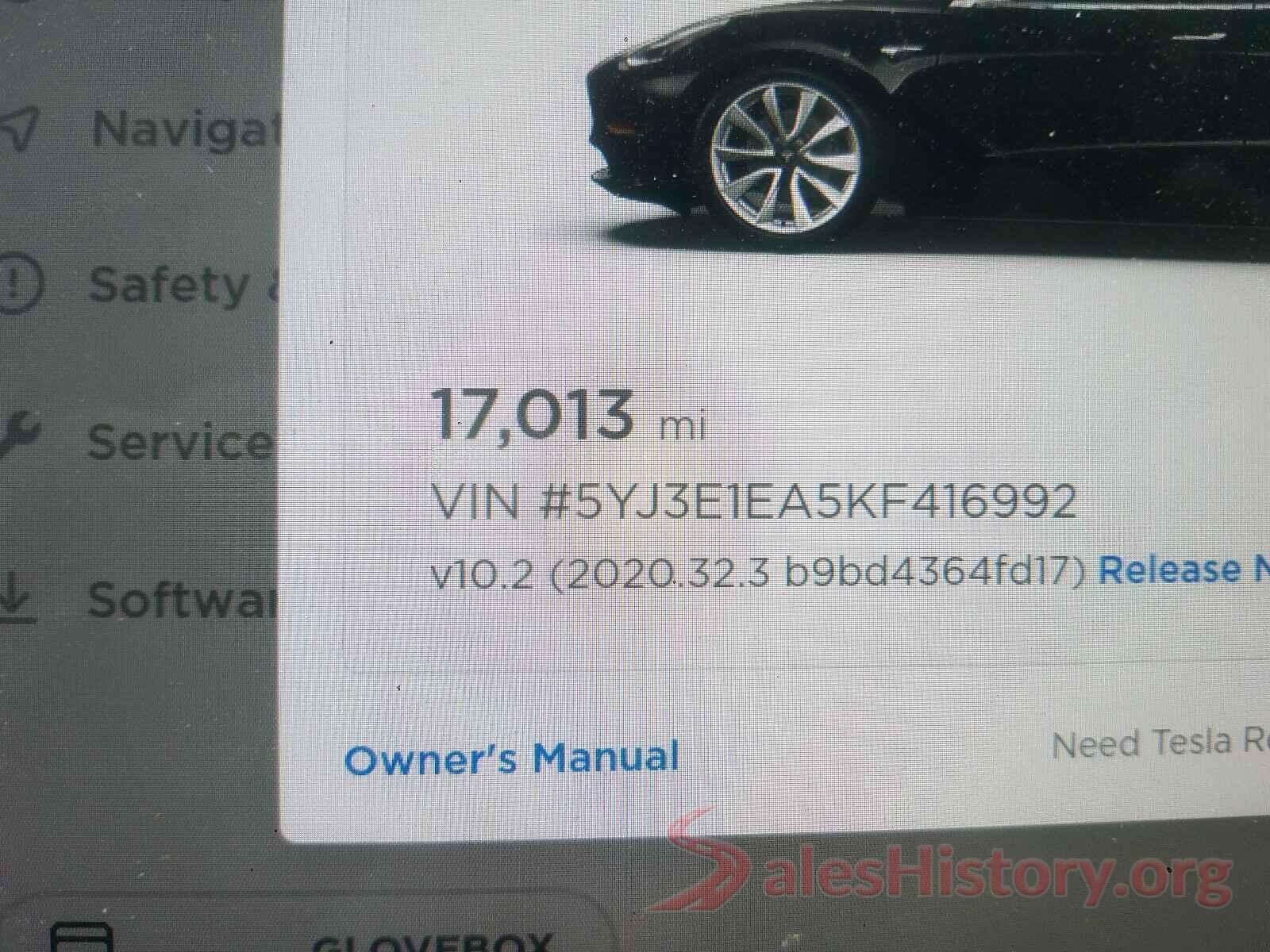 5YJ3E1EA5KF416992 2019 TESLA MODEL 3