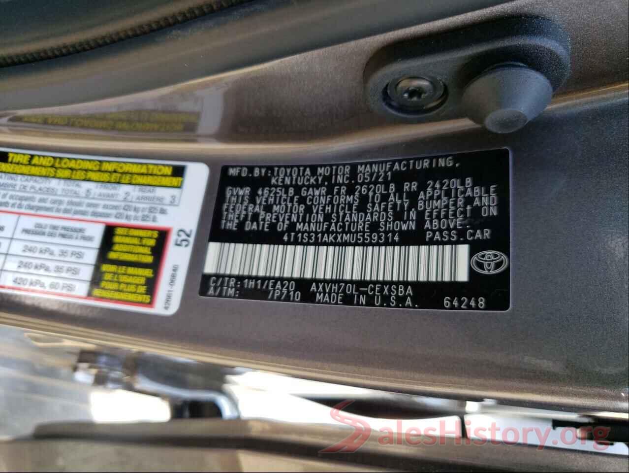 4T1S31AKXMU559314 2021 TOYOTA CAMRY