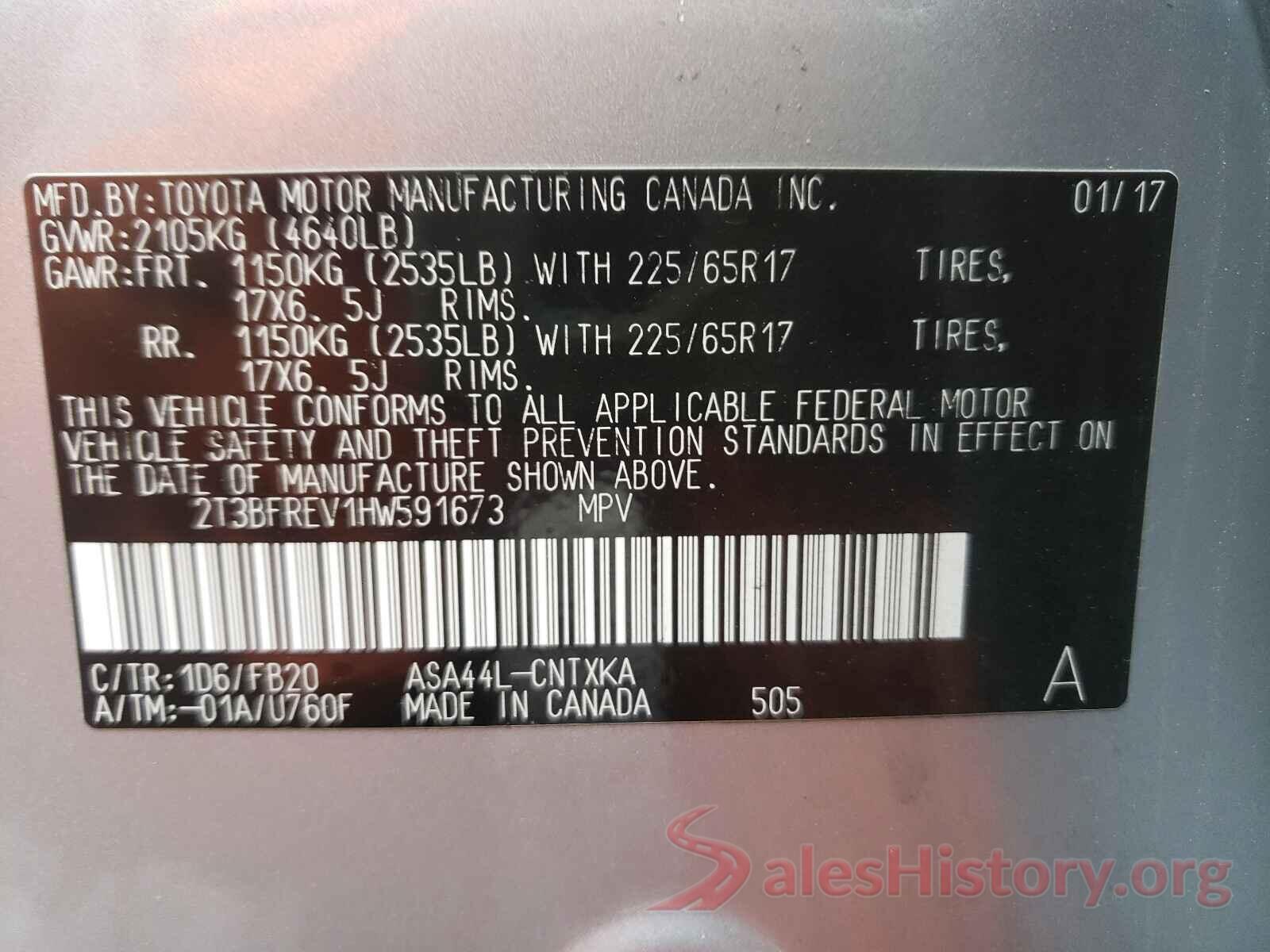 2T3BFREV1HW591673 2017 TOYOTA RAV4