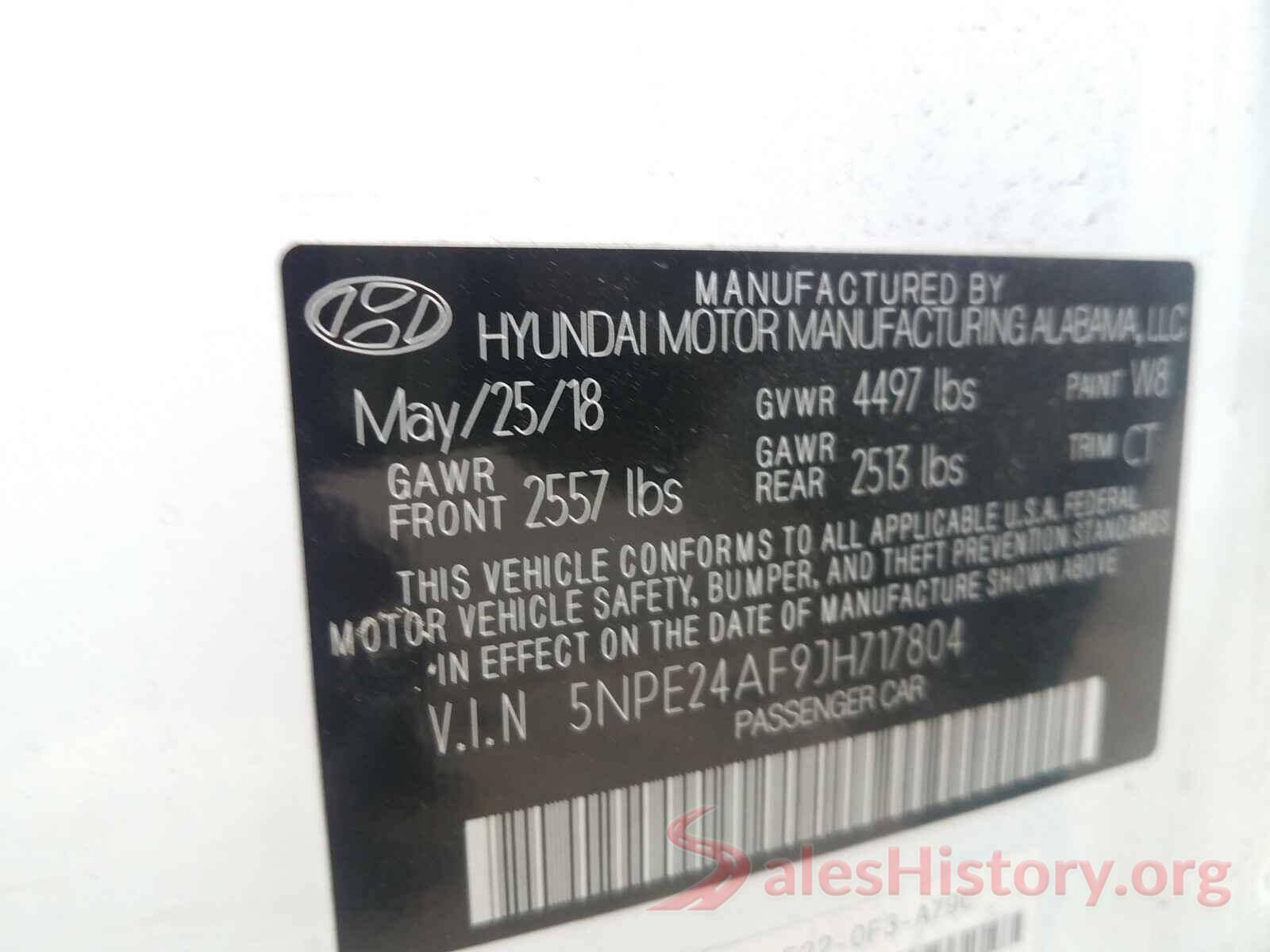 5NPE24AF9JH717804 2018 HYUNDAI SONATA