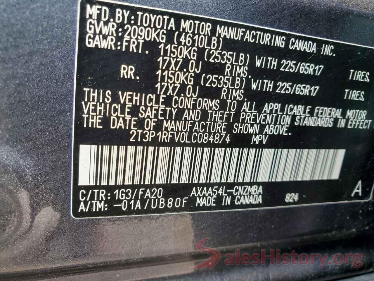 2T3P1RFV0LC084874 2020 TOYOTA RAV4