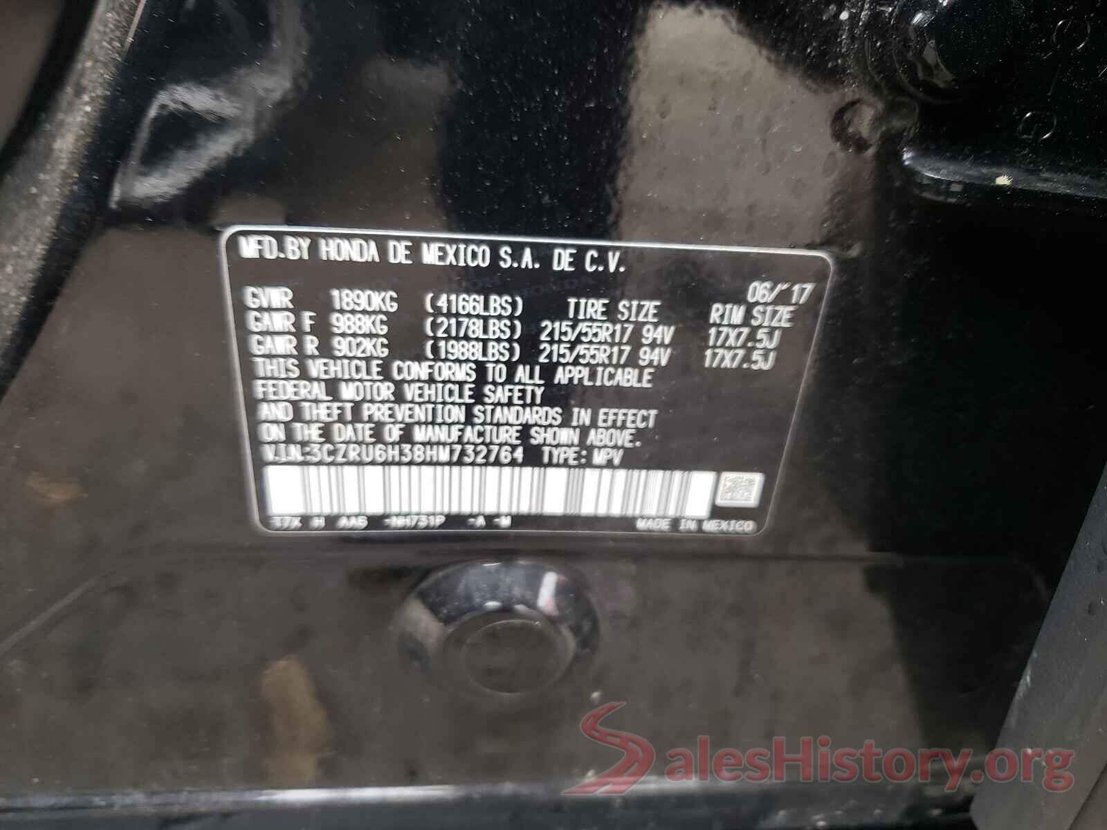 3CZRU6H38HM732764 2017 HONDA HR-V