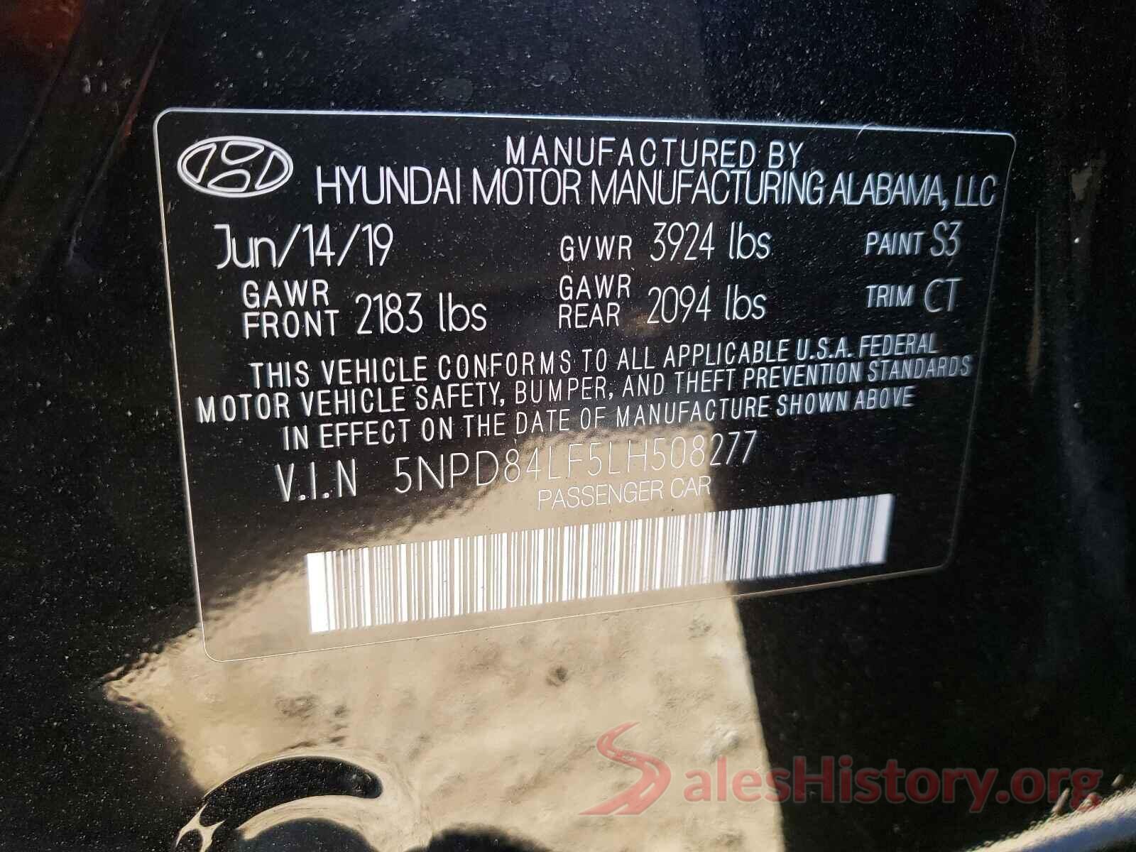 5NPD84LF5LH508277 2020 HYUNDAI ELANTRA