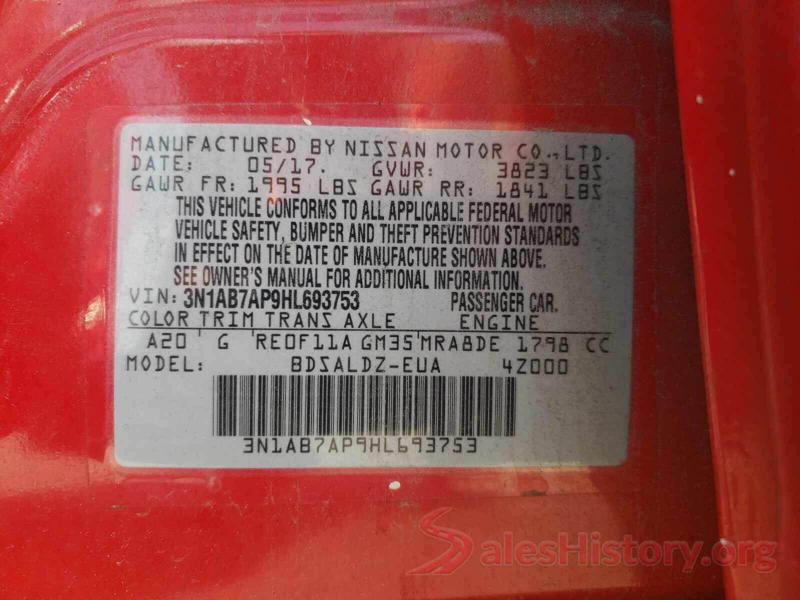 3N1AB7AP9HL693753 2017 NISSAN SENTRA