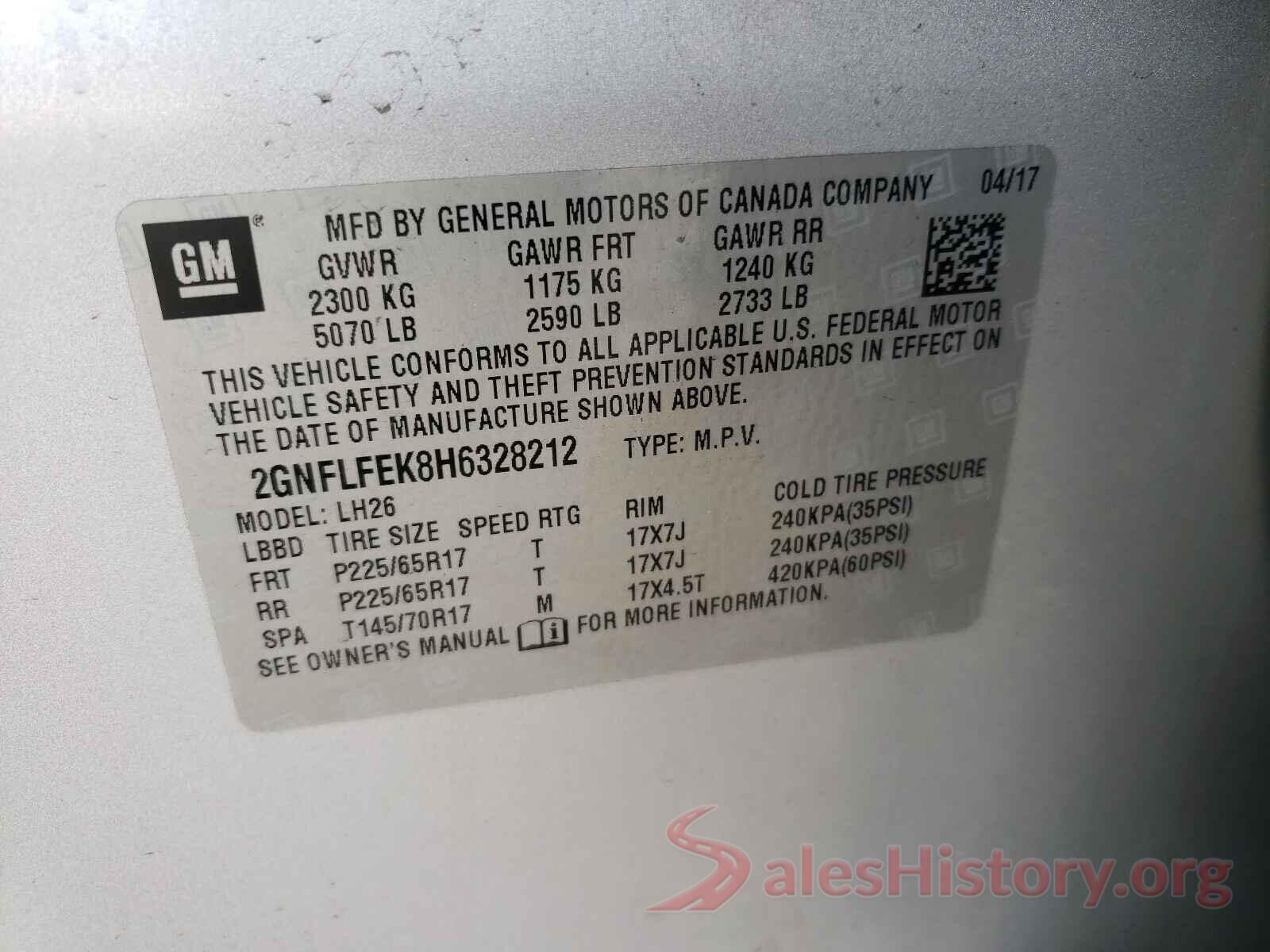 2GNFLFEK8H6328212 2017 CHEVROLET EQUINOX