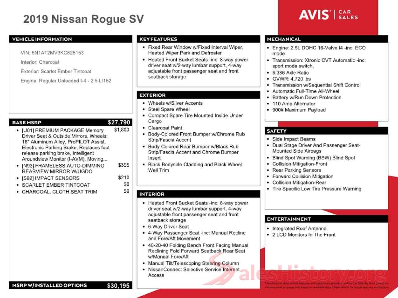 5N1AT2MV3KC825153 2019 NISSAN ROGUE