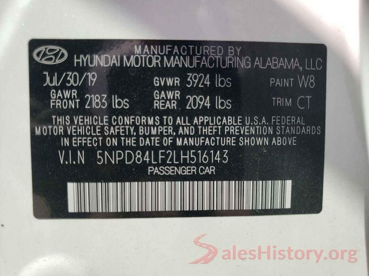 5NPD84LF2LH516143 2020 HYUNDAI ELANTRA