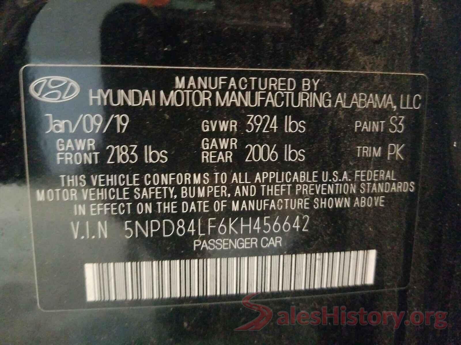 5NPD84LF6KH456642 2019 HYUNDAI ELANTRA