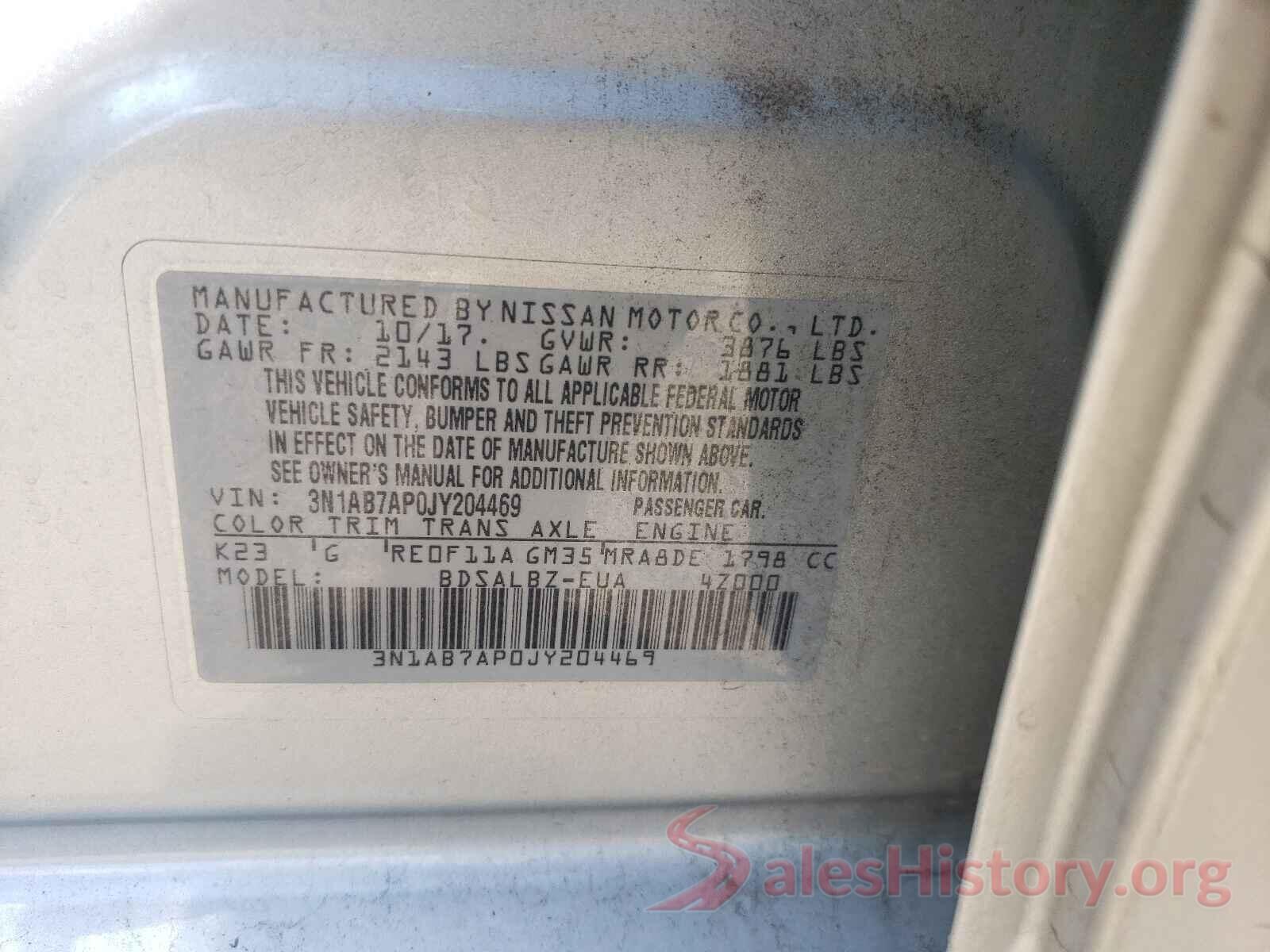 3N1AB7AP0JY204469 2018 NISSAN SENTRA