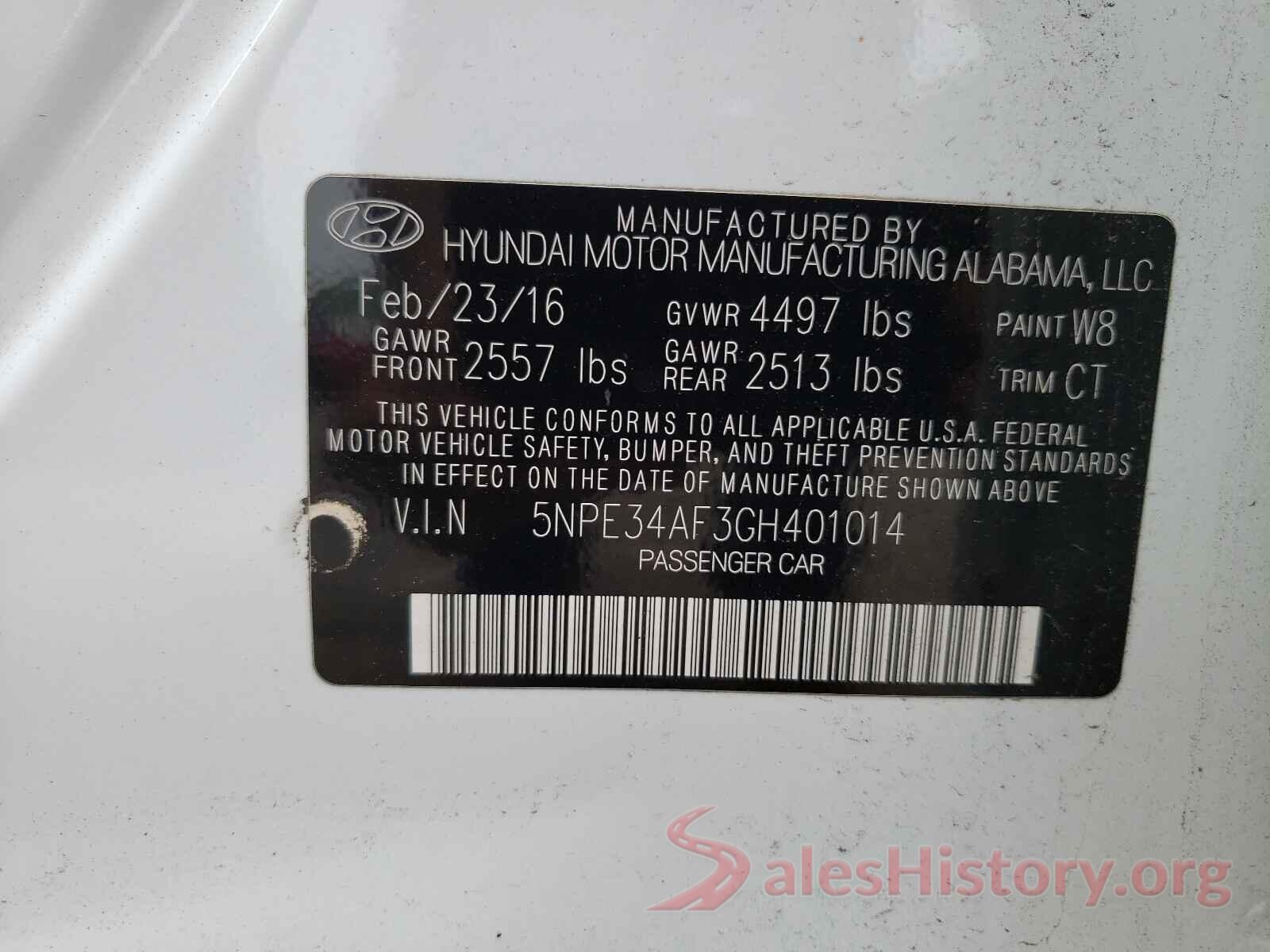 5NPE34AF3GH401014 2016 HYUNDAI SONATA