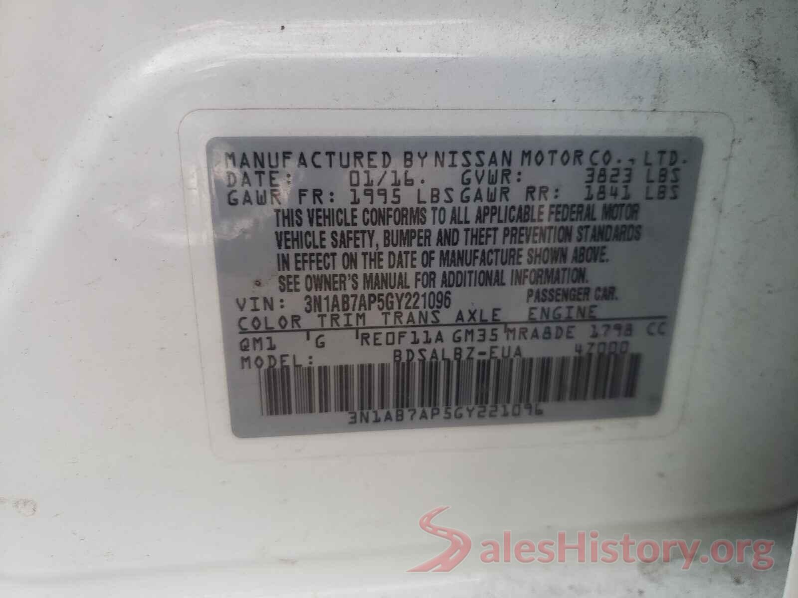 3N1AB7AP5GY221096 2016 NISSAN SENTRA