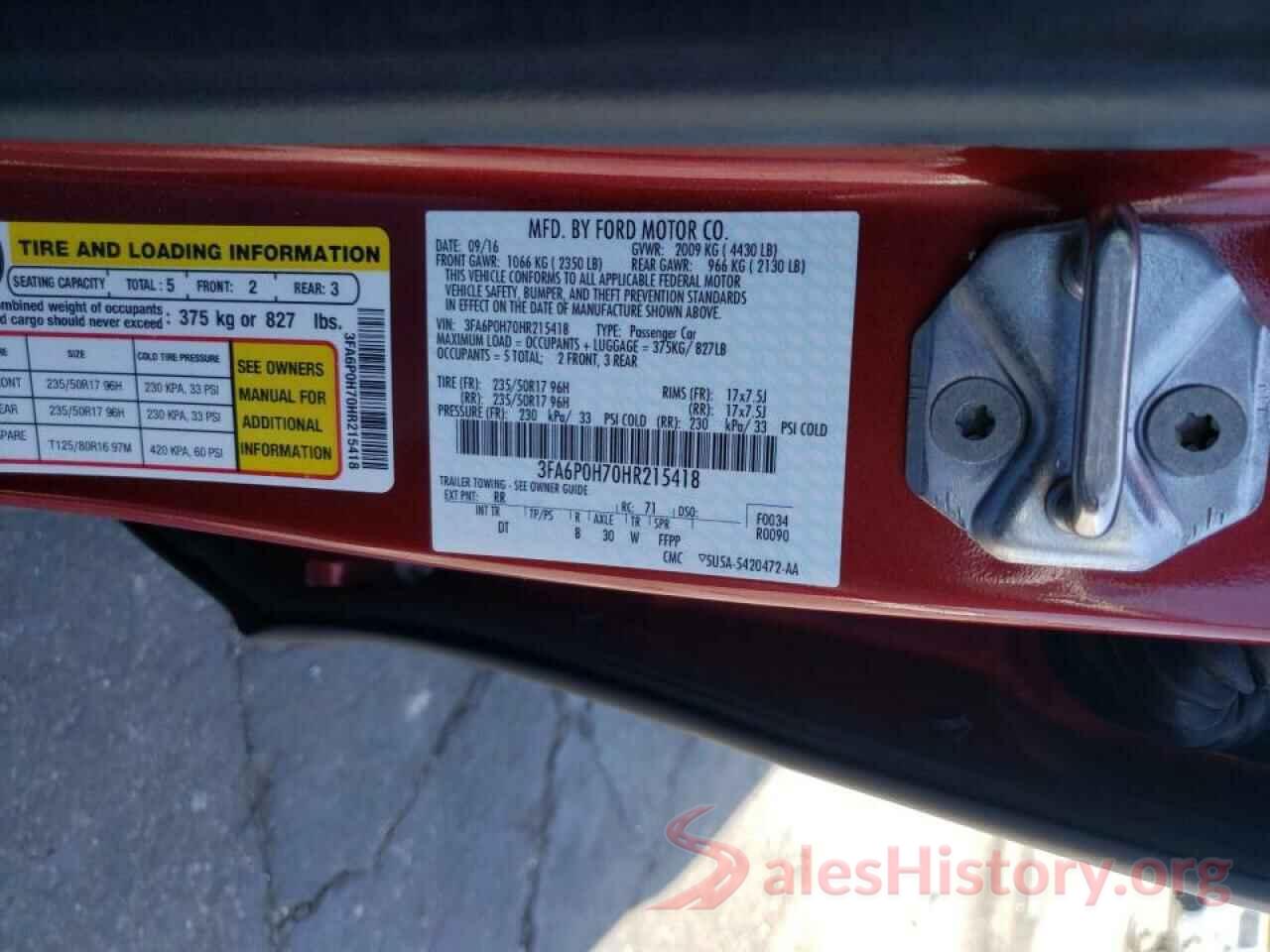 3FA6P0H70HR215418 2017 FORD FUSION