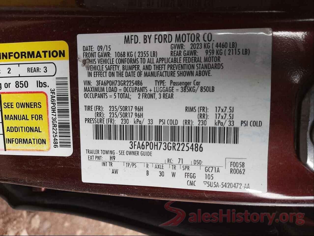 3FA6P0H73GR225486 2016 FORD FUSION