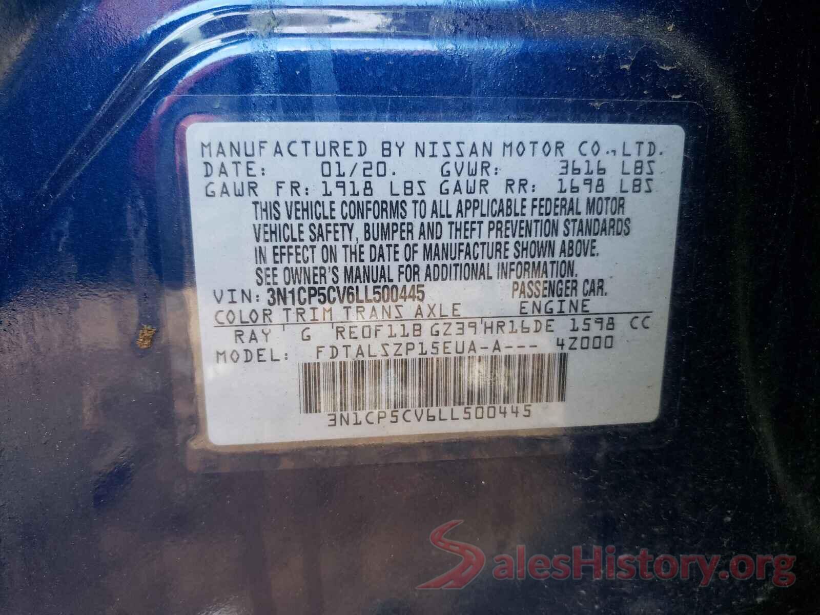 3N1CP5CV6LL500445 2020 NISSAN KICKS