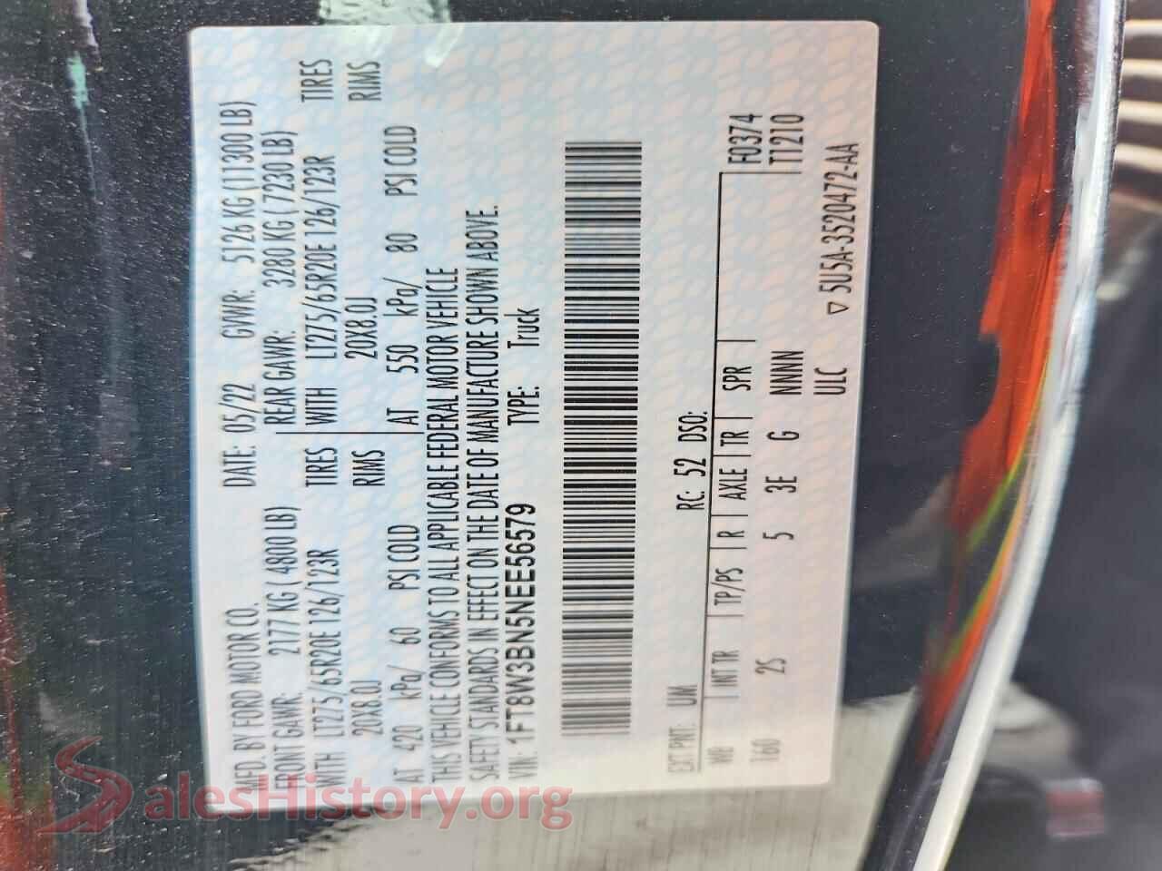 2022 FORD F350 VIN 1FT8W3BN5NEE56579, wheel and tire