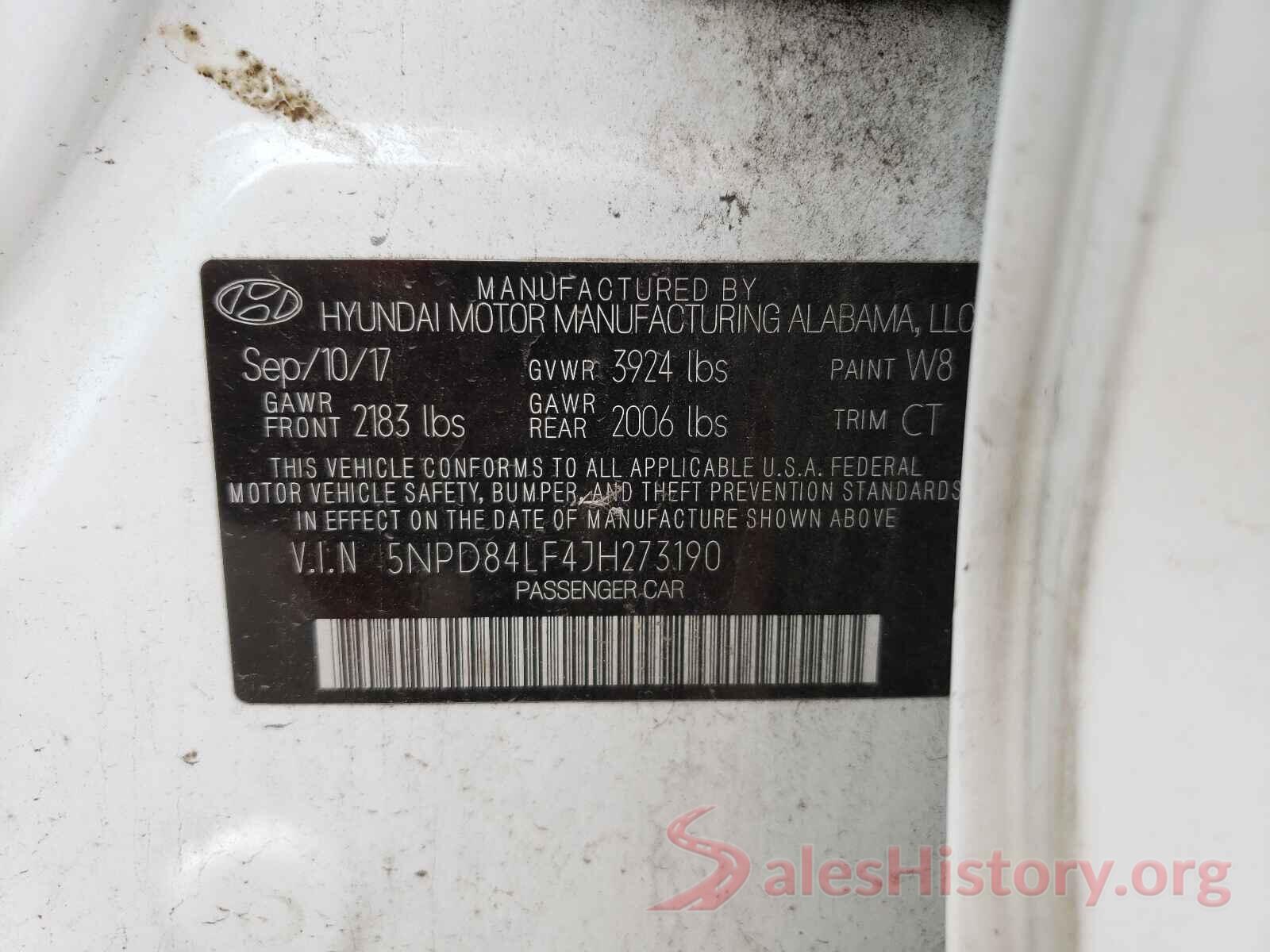 5NPD84LF4JH273190 2018 HYUNDAI ELANTRA