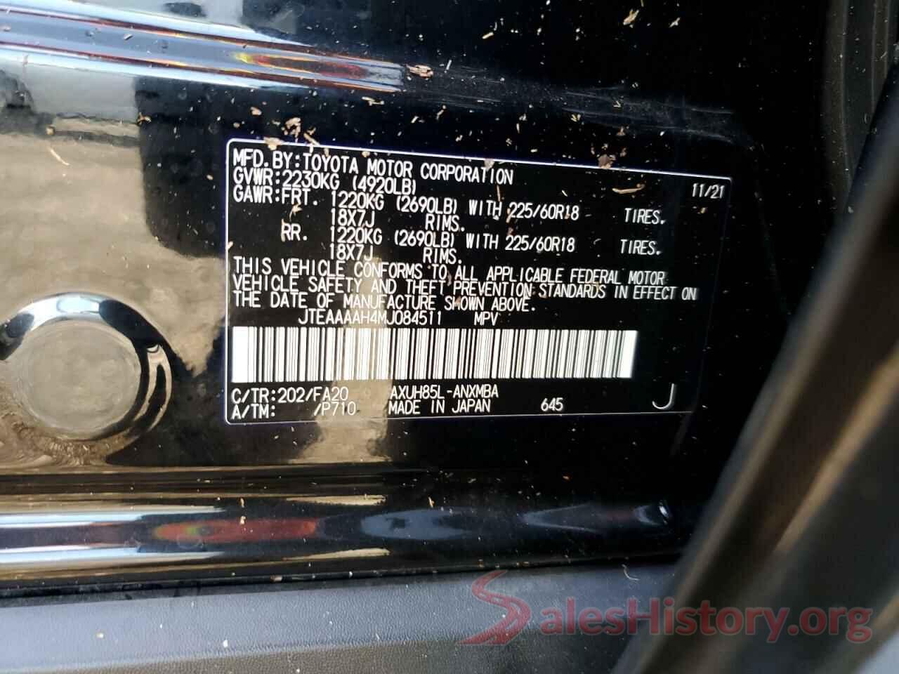 JTEAAAAH4MJ084511 2021 TOYOTA VENZA