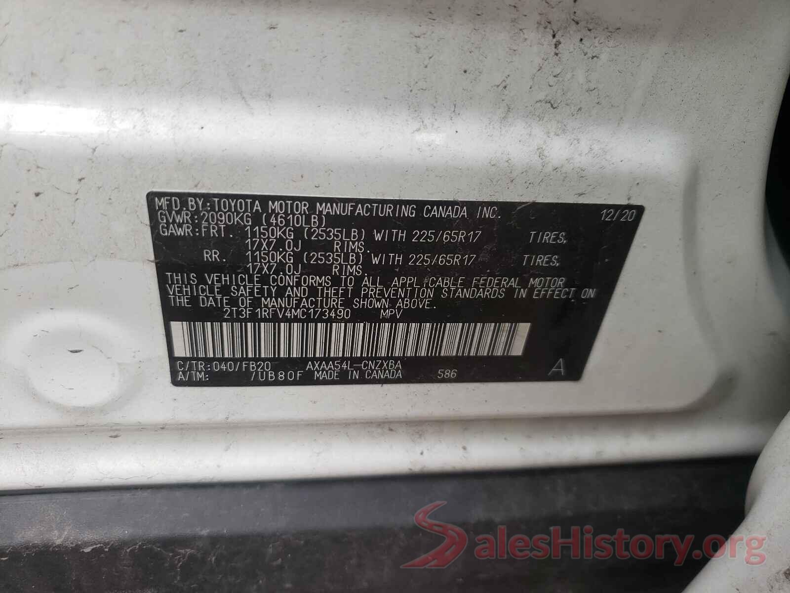 2T3F1RFV4MC173490 2021 TOYOTA RAV4