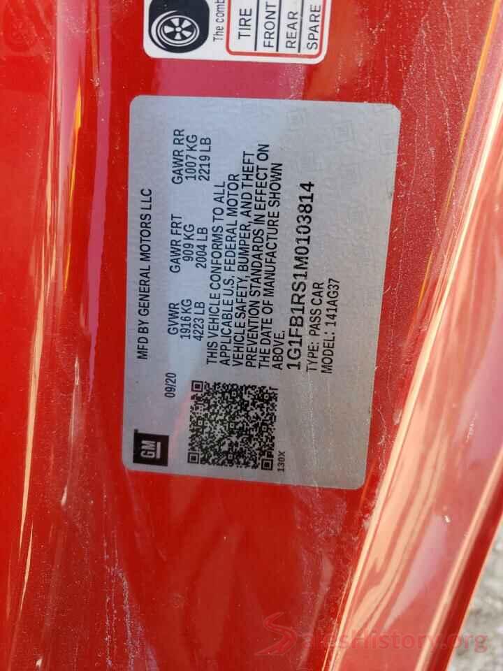 1G1FB1RS1M0103814 2021 CHEVROLET CAMARO