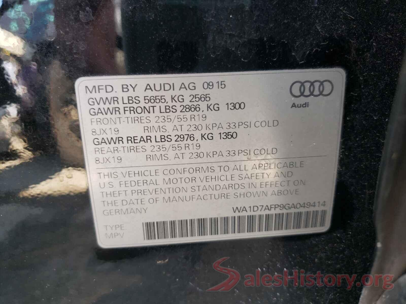 WA1D7AFP9GA049414 2016 AUDI Q5