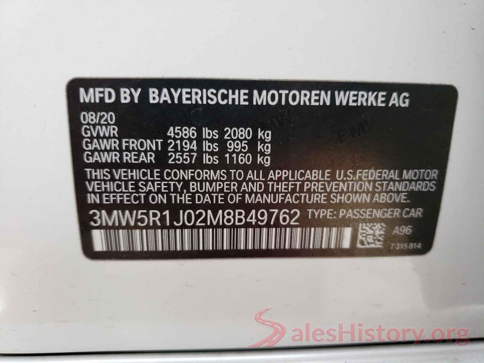 3MW5R1J02M8B49762 2021 BMW 3 SERIES