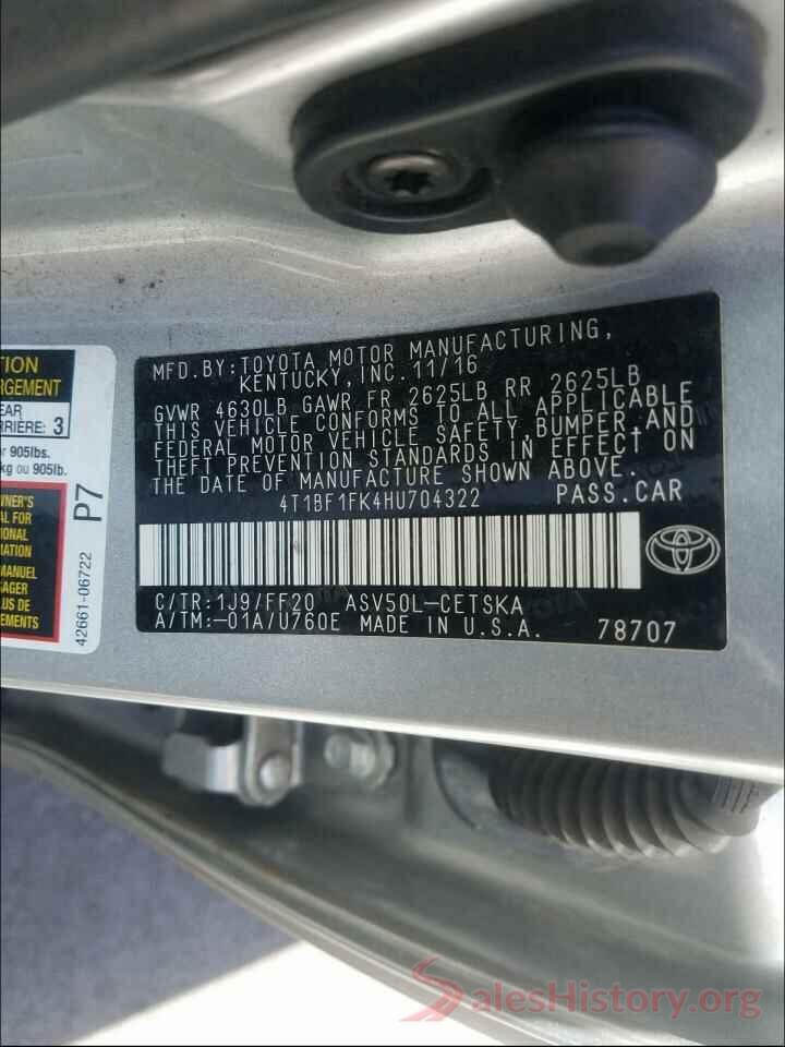 4T1BF1FK4HU704322 2017 TOYOTA CAMRY