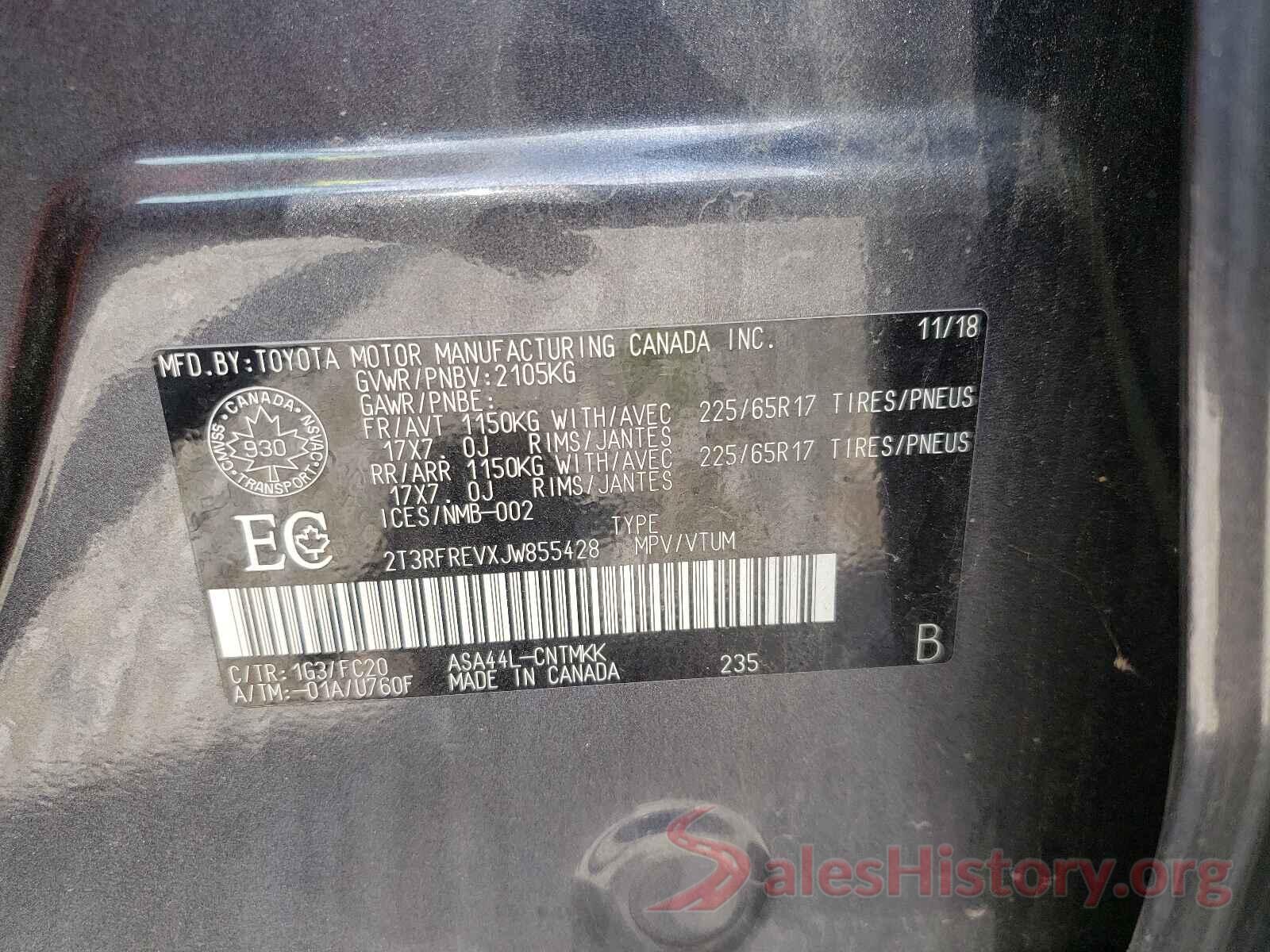 2T3RFREVXJW855428 2018 TOYOTA RAV4