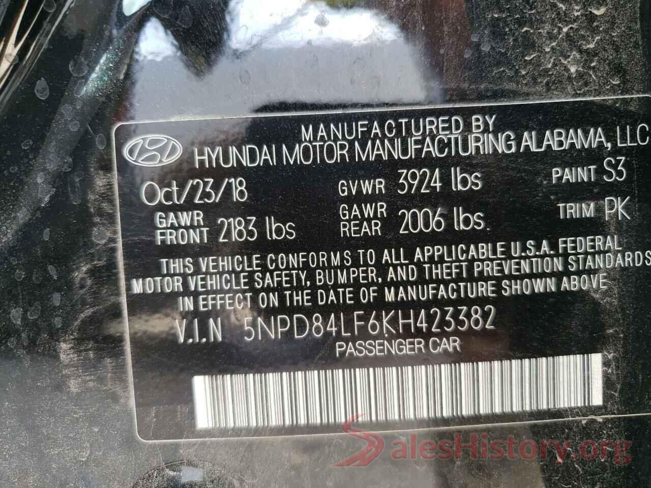 5NPD84LF6KH423382 2019 HYUNDAI ELANTRA