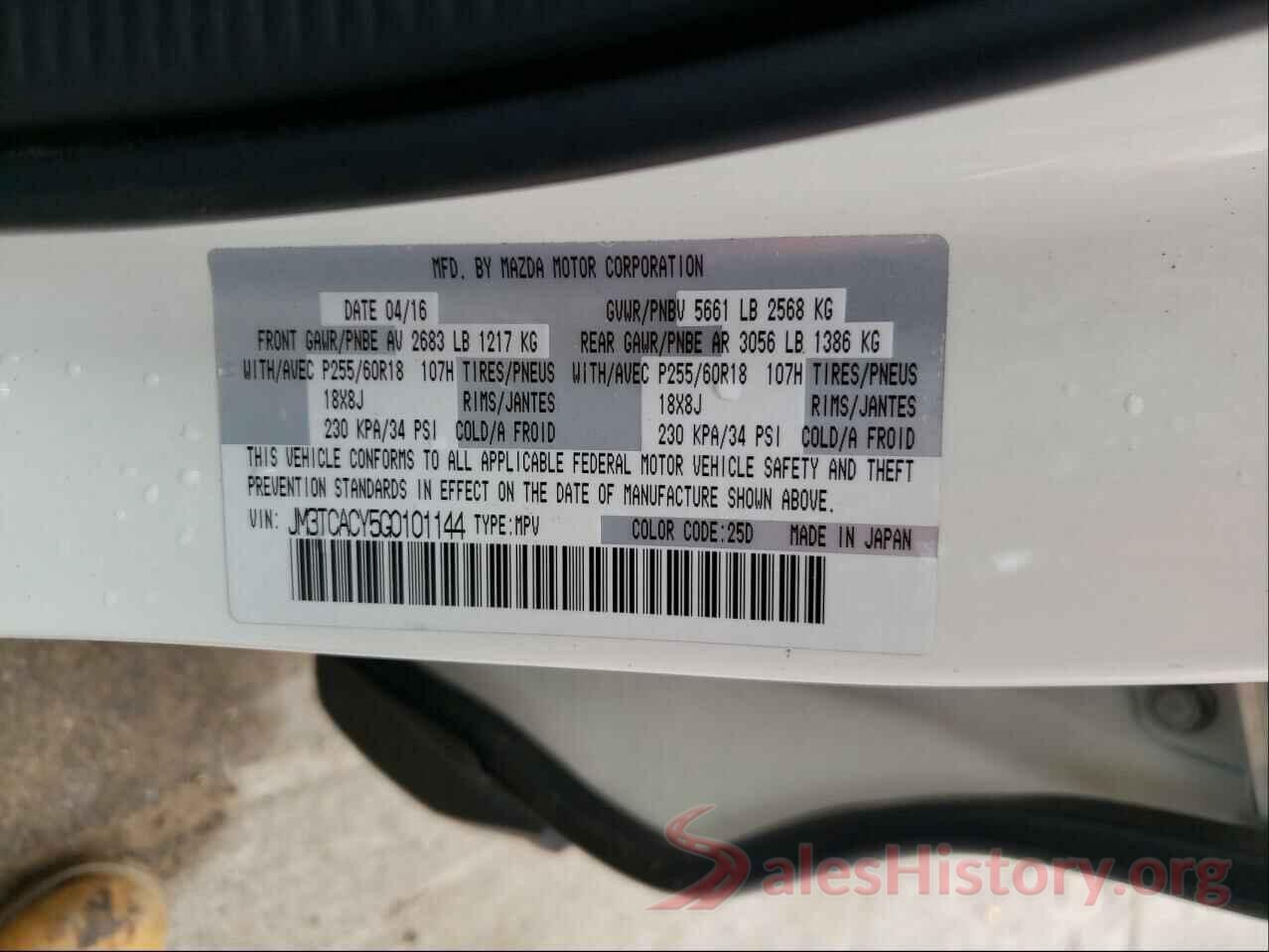 JM3TCACY5G0101144 2016 MAZDA CX-9