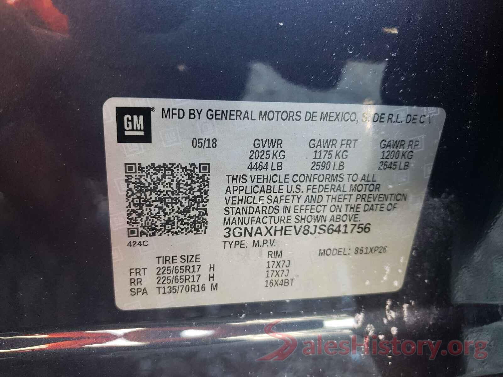 3GNAXHEV8JS641756 2018 CHEVROLET EQUINOX