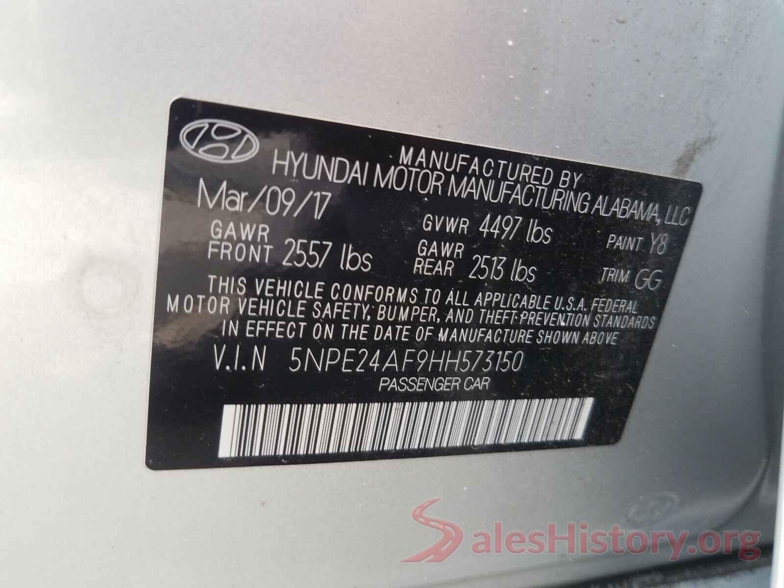 5NPE24AF9HH573150 2017 HYUNDAI SONATA