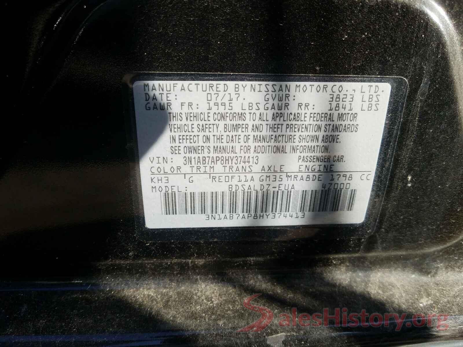 3N1AB7AP8HY374413 2017 NISSAN SENTRA