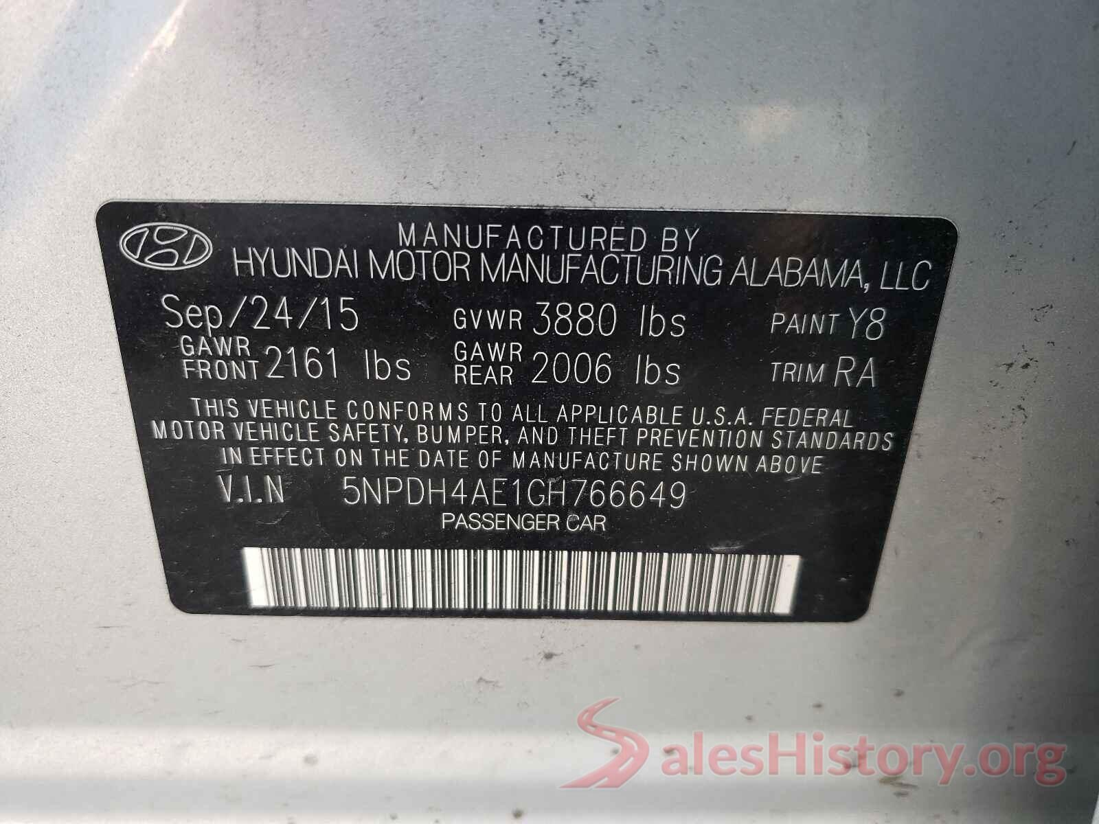 5NPDH4AE1GH766649 2016 HYUNDAI ELANTRA