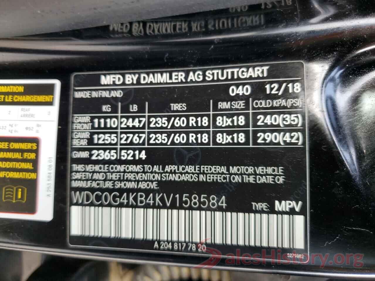 WDC0G4KB4KV158584 2019 MERCEDES-BENZ GLC-CLASS