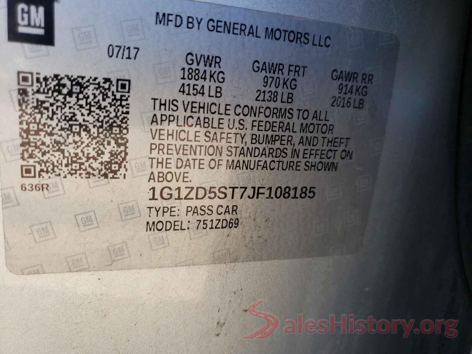 1G1ZD5ST7JF108185 2018 CHEVROLET MALIBU