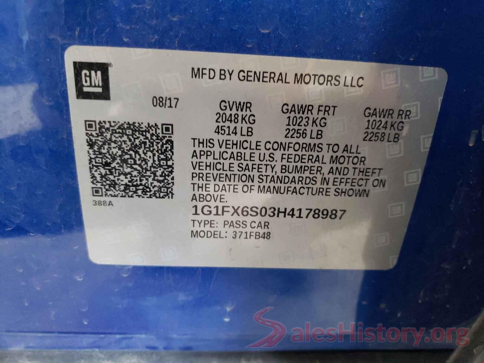 1G1FX6S03H4178987 2017 CHEVROLET BOLT