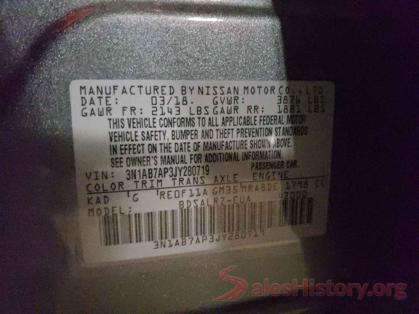 3N1AB7AP3JY280719 2018 NISSAN SENTRA